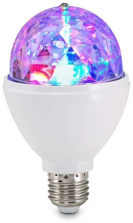 BRILONER - LED Discokugel E27 mit buntem RGB Licht, rotierendes Licht, Kristalloptik, Discolicht Partylicht, Party Deko Geburtstag, Partybeleuchtung, Lampe, Glühbirne, LED Birne, 12,9x7,3 cm, Klar