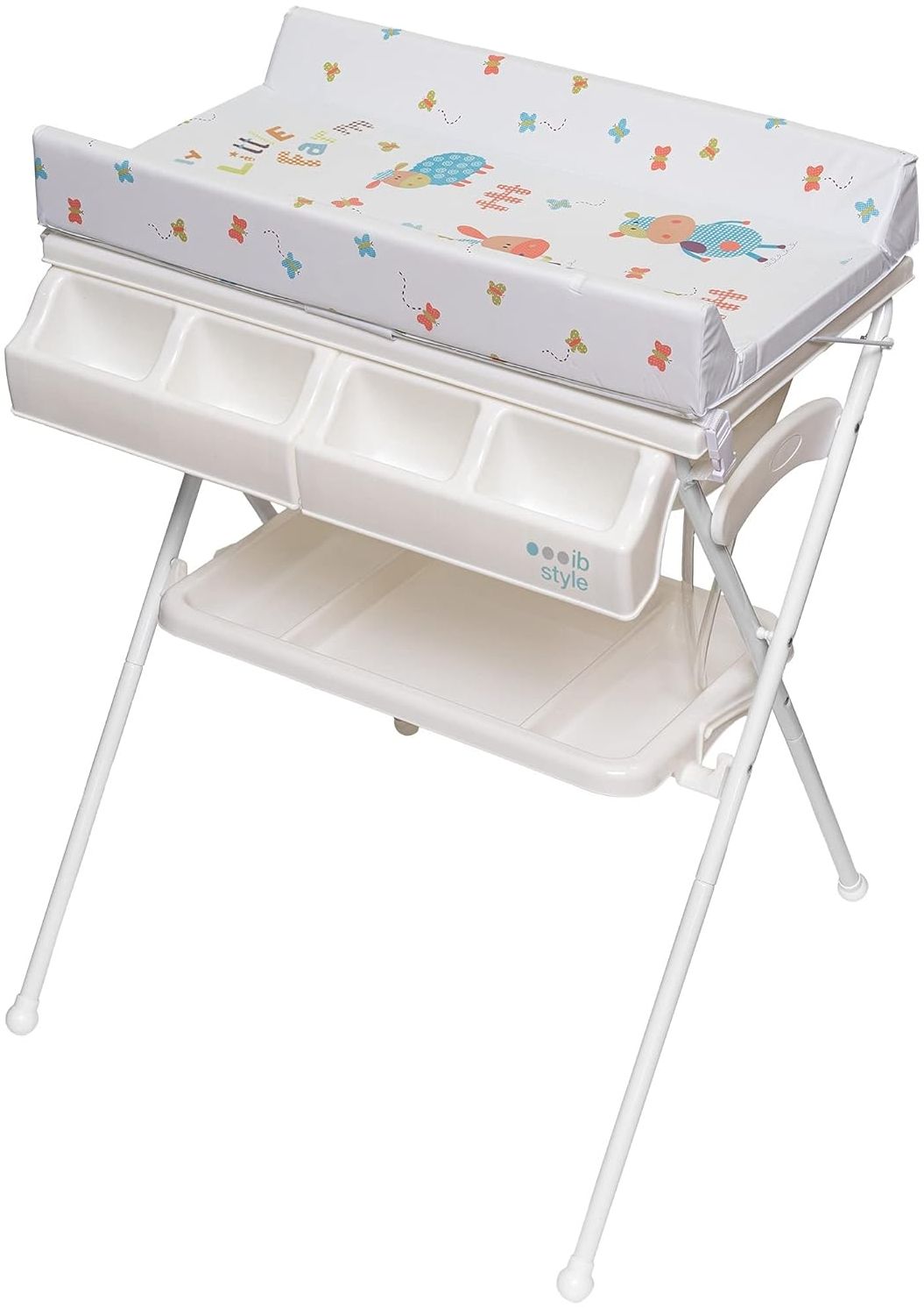 ib style® KOA Wickeltisch mit Badewanne | mobiler Wickeltisch | Klappbar |4 Dekore | MY LITTLE FARM COLOR