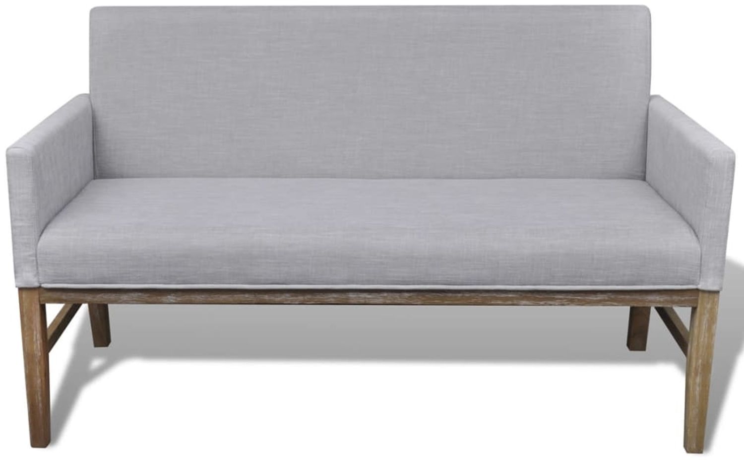 vidaXL Sofa mit Stoffpolsterung Gummibaumholz Hellgrau