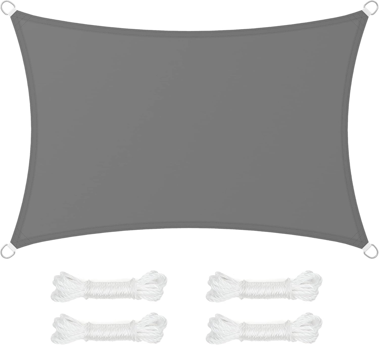 SONGMICS Sonnensegel 2x3 m, wasserfest mit Einer Wassersäule von 665 mm, Sonnenschutz aus reißfestem Polyester, UV-Schutz 93%, Terrasse, Garten, Balkon, rechteckig, 2 m Seile, rauchgrau GSH23BK