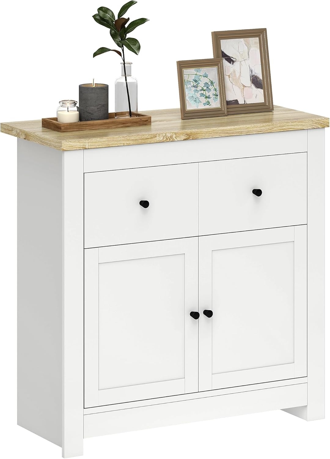 HOMCOM Sideboard Kommode mit Schublade, Soft-Close-Tür, Verstellbarer Einlegeboden (Moderner Aufbewahrungsschrank, 1 St, für Wohnzimmer, Schlafzimmer), 79 x 35 x 80 cm Weiß