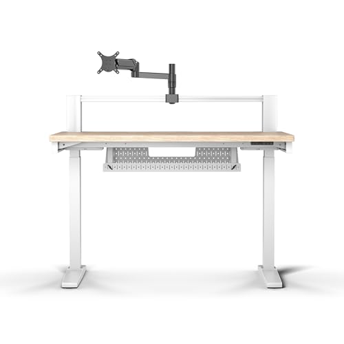 Corsair Platform:4 Elevate, Höhenverstellbarer Elektroschreibtisch 120 cm x 76 cm mit USB-Anschluss und Monitorarm – Weißkiefer Beize