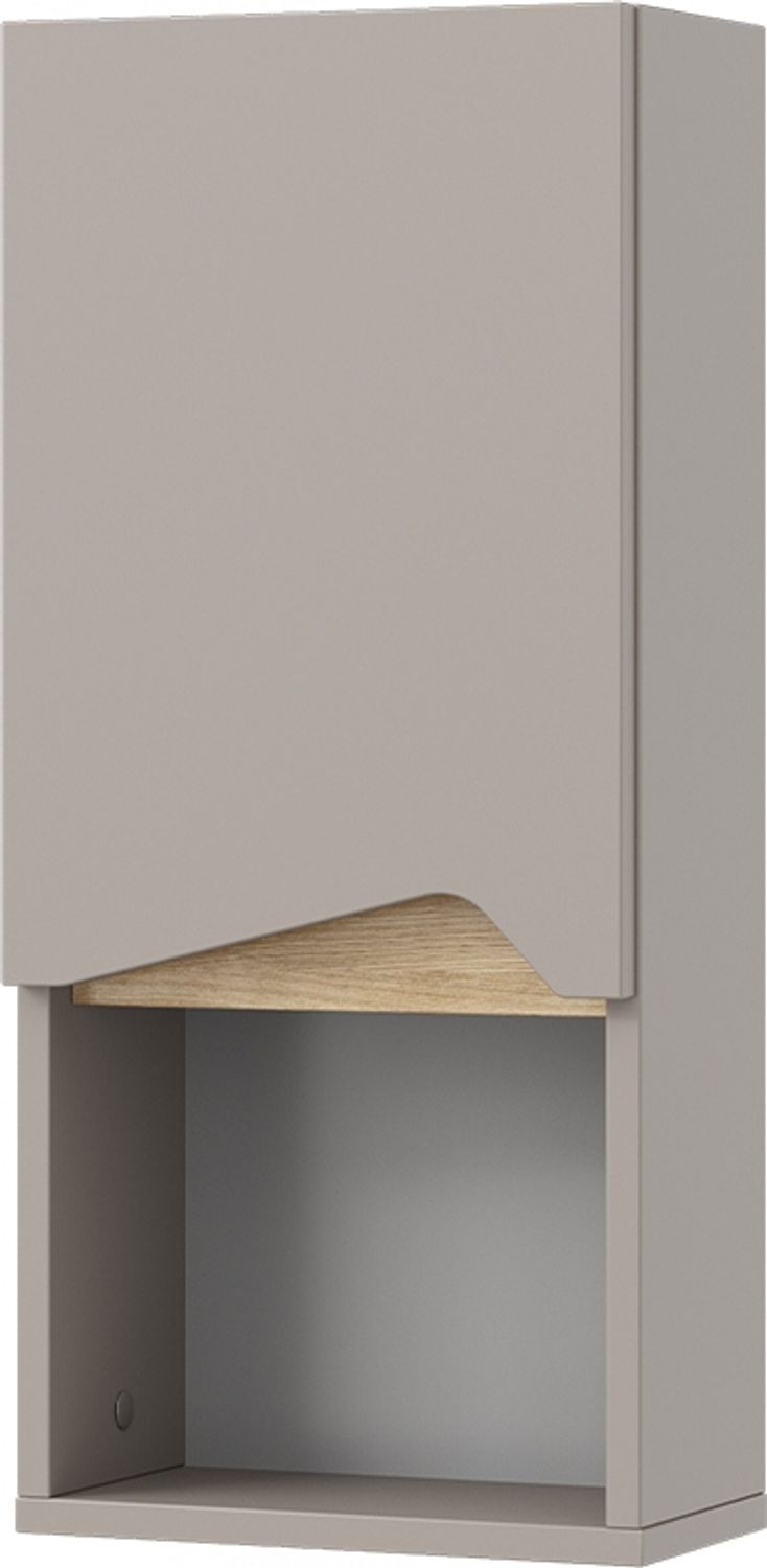 Badschrank Marelle Greige 30 x 67 cm mit Tür und offenem Fach Vicco