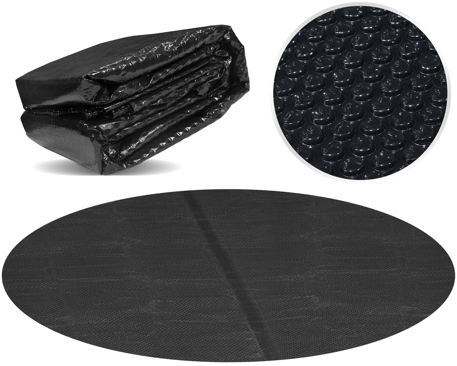 Miganeo Pool Solarfolie Ø 457 cm Deluxe rund | schwarz | 180 my | 12 mm Luftblasen