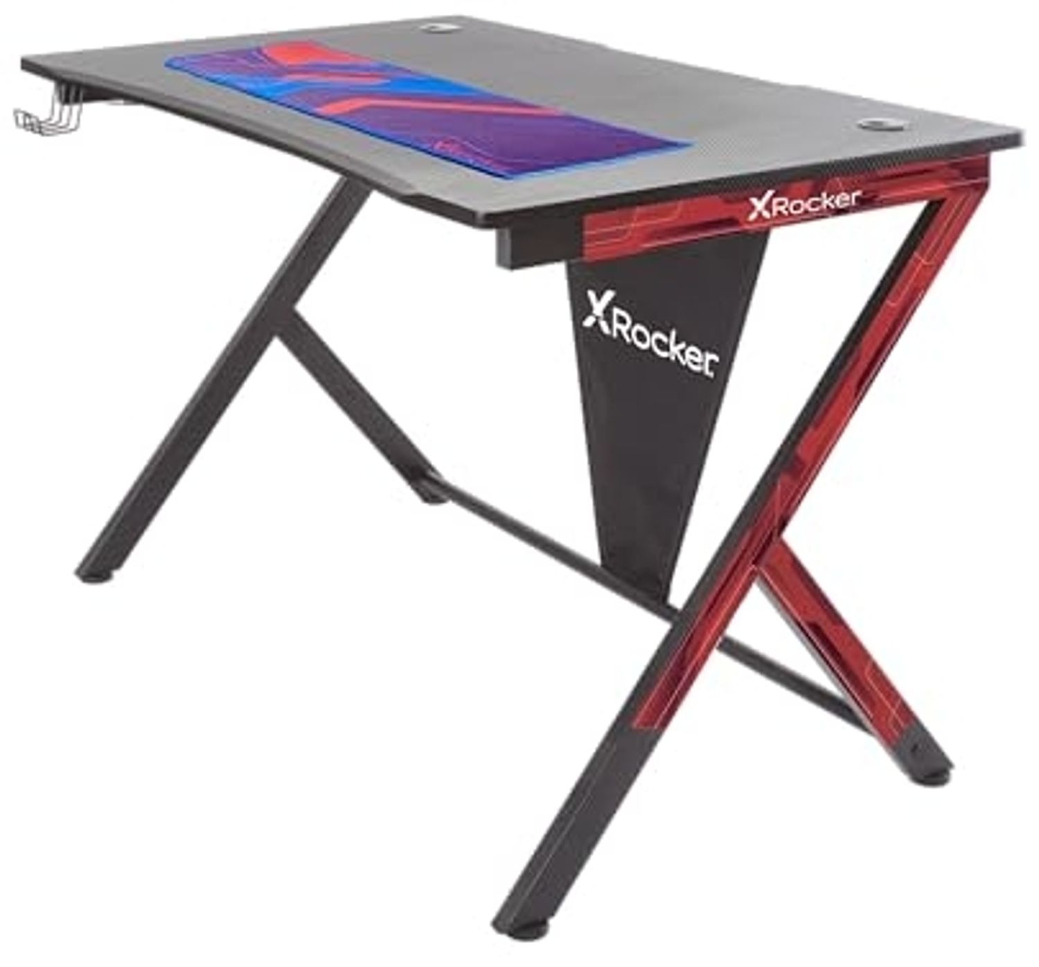 X Rocker Ocelot Carbon Gaming-Schreibtisch mit Mousepad & Kabelmanagement - blau/rot