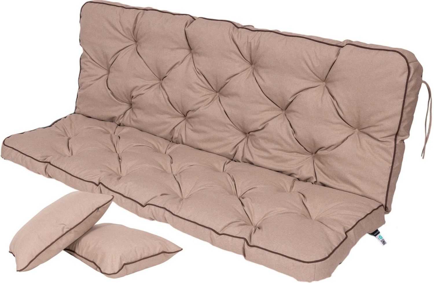 TexDeko Auflagekissen Ecolen Gartenbankauflage für Hollywoodschaukel mit Rückenlehne, (1x Gartenbankauflage für Hollywoodschaukel + 2x Kissen), UV-Beständig