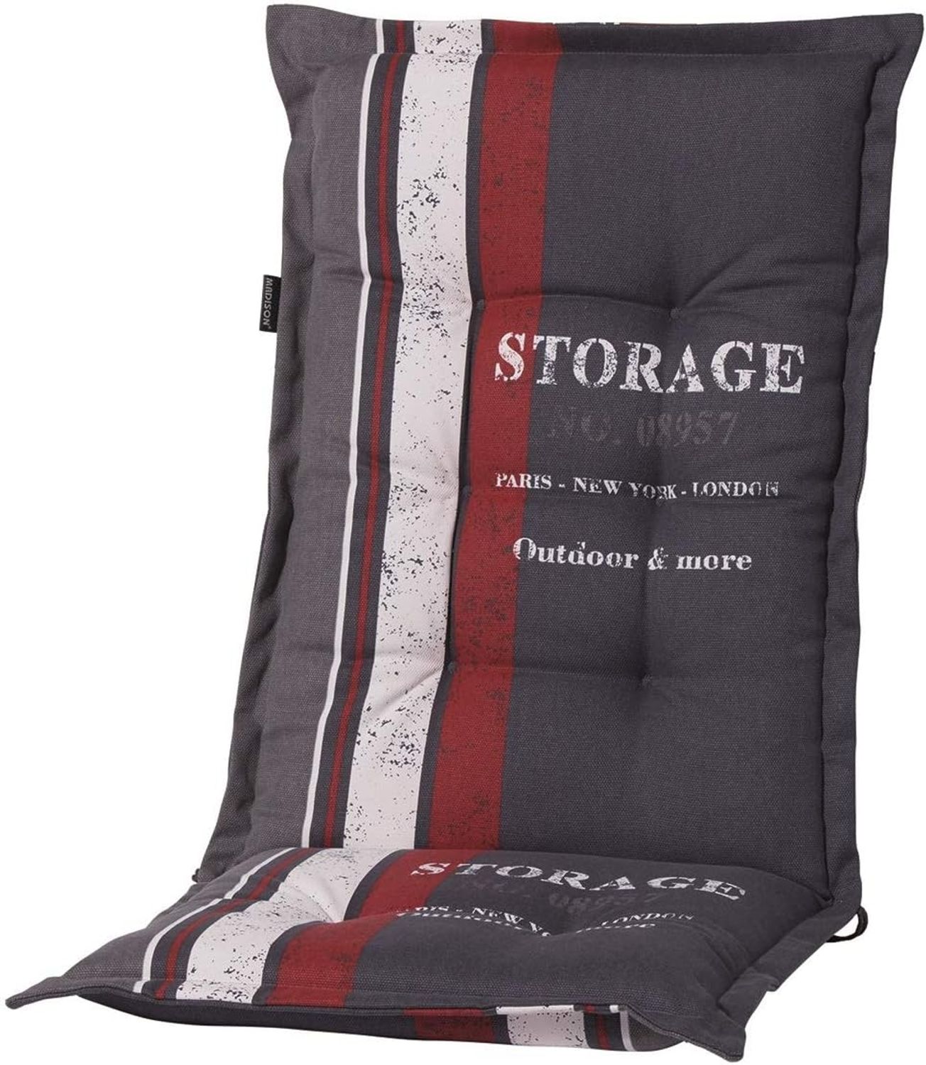 Madison G148 Hochlehner Gartenstuhl Auflagen 8cm dick grau Streifen