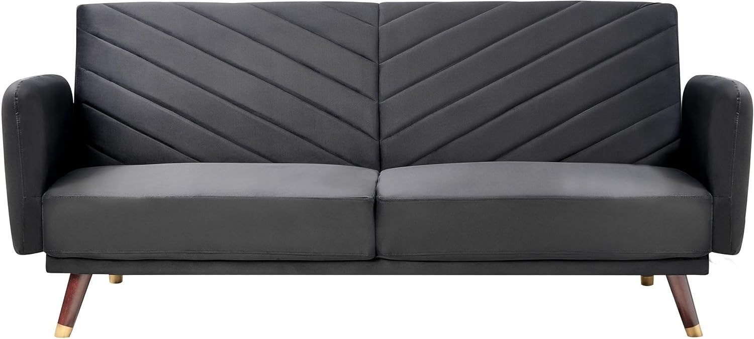 Schlafsofa 3-Sitzer Samtstoff schwarz SENJA