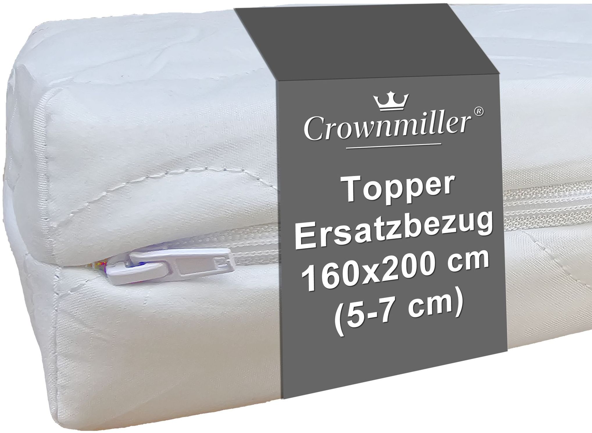 Crownmiller Topperbezug 160x200cm, für Topper von 5-7 cm, waschbar bis 60°C, OEKOTex100