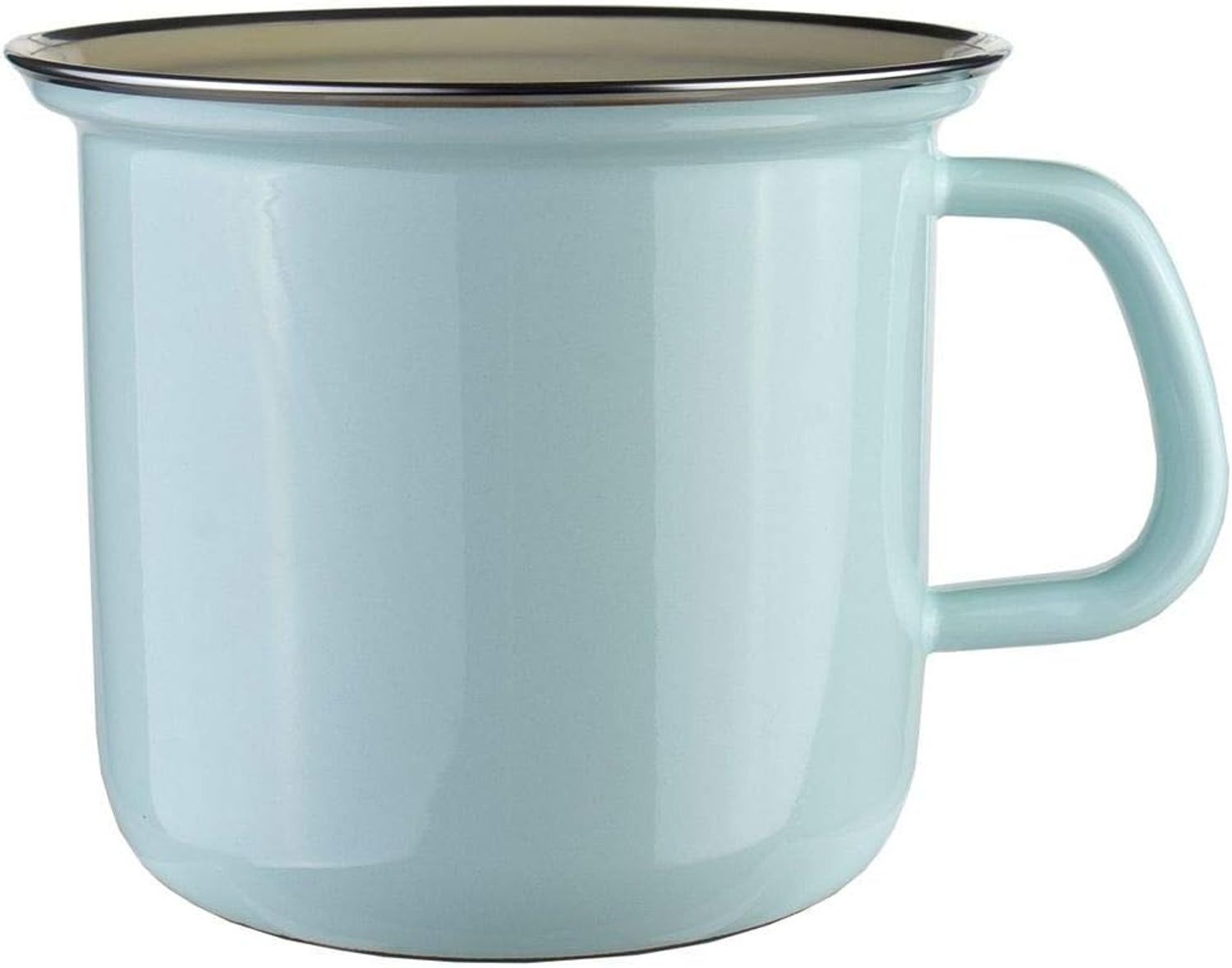 Riess Topf Emaille Pastell Türkis mit Chromrand 14cm