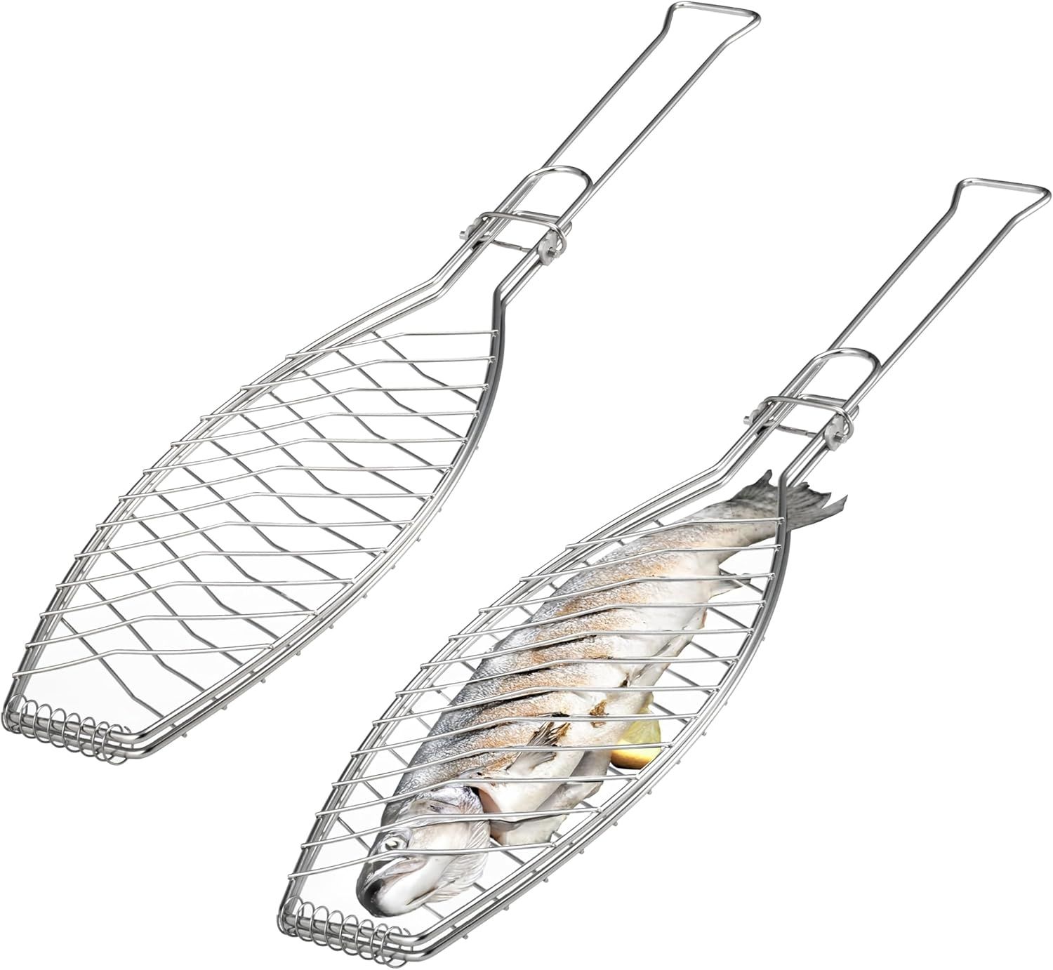bremermann Grillguthalter Fischgriller, klappbarer Griff, Edelstahl, ca. 56,7 x 12,8 cm, (1-St)