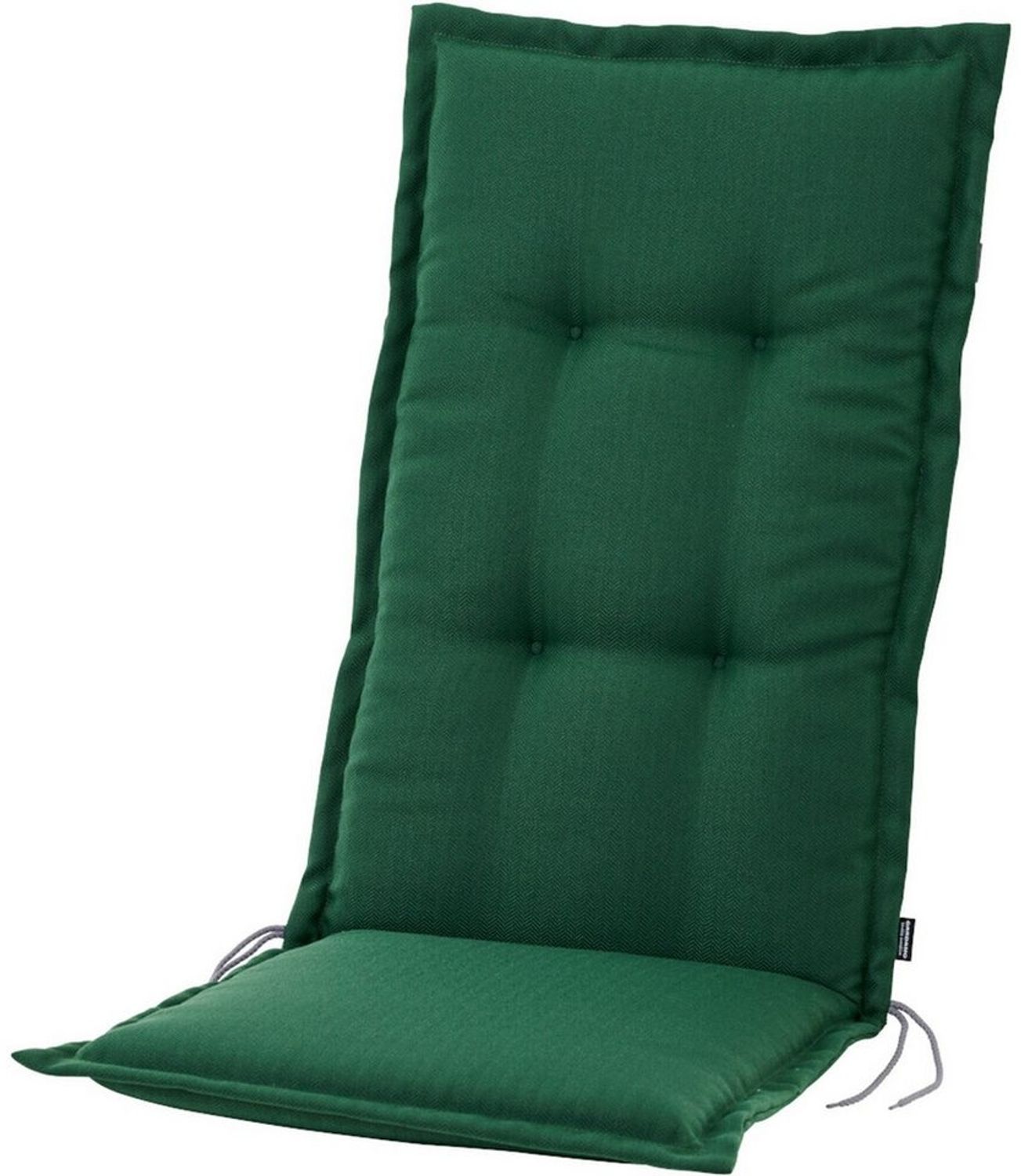 BURI 2er Set Hochlehner Auflagen 120x48x7 cm Dunkelgrün | Gartenstuhlauflagen mit dicker Schaumstofffüllung | UV-lichtecht, wetterfest & handwaschbar | elegante Sesselauflagen