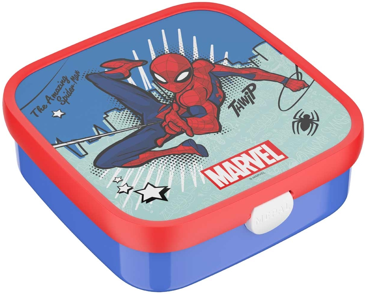 Mepal 'Campus' Brotdose Groß inklusive 2 auslaufsicheren Bento Fächern & Gabel, Kunststoff Spiderman, 1250 ml