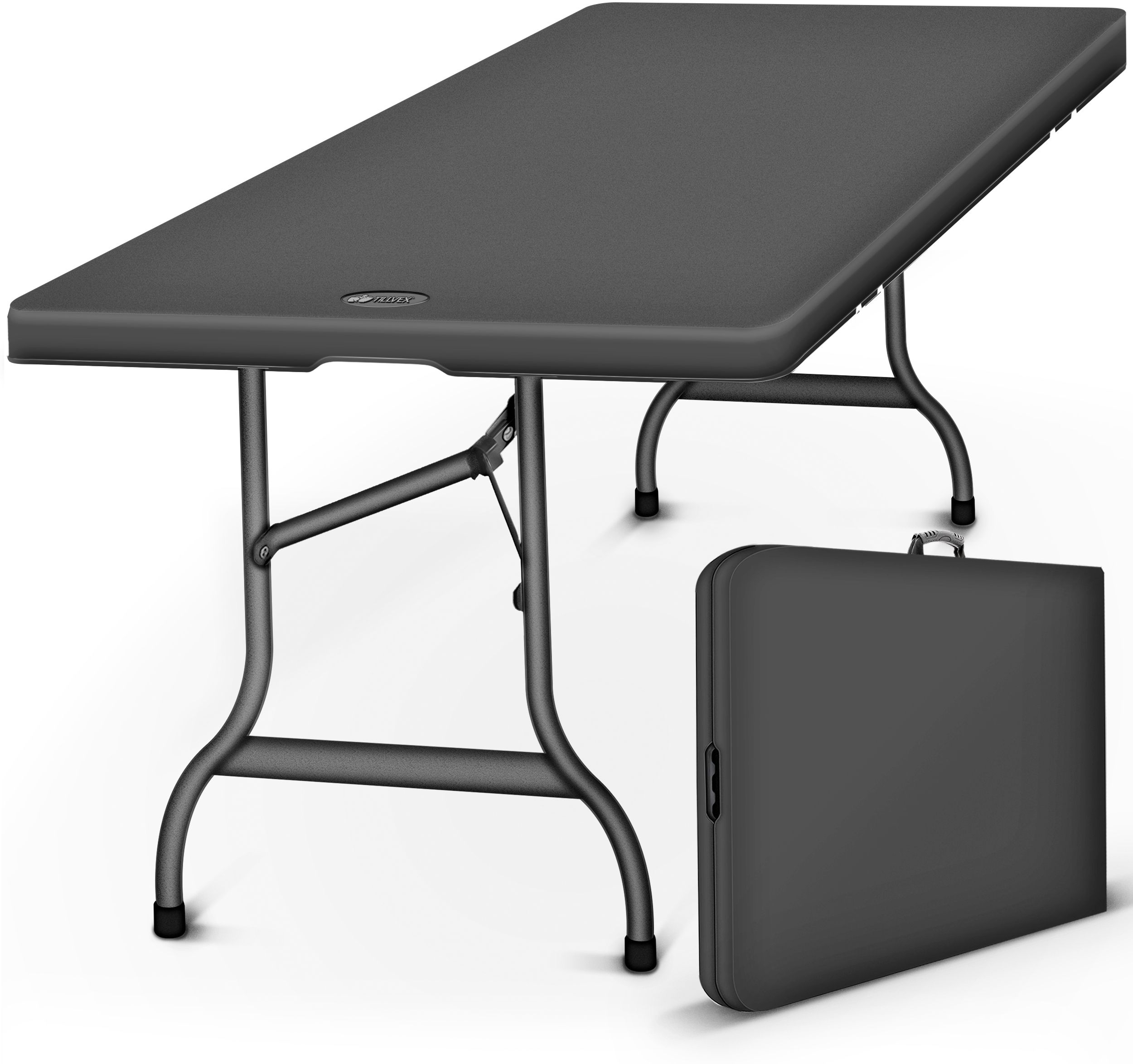 tillvex Gartentisch klappbar anthrazit 180x75cm | Buffettisch Kunststoff mit Tragegriff | Klapptisch für Garten Terrasse und Balkon | Campingtisch 6 Personen