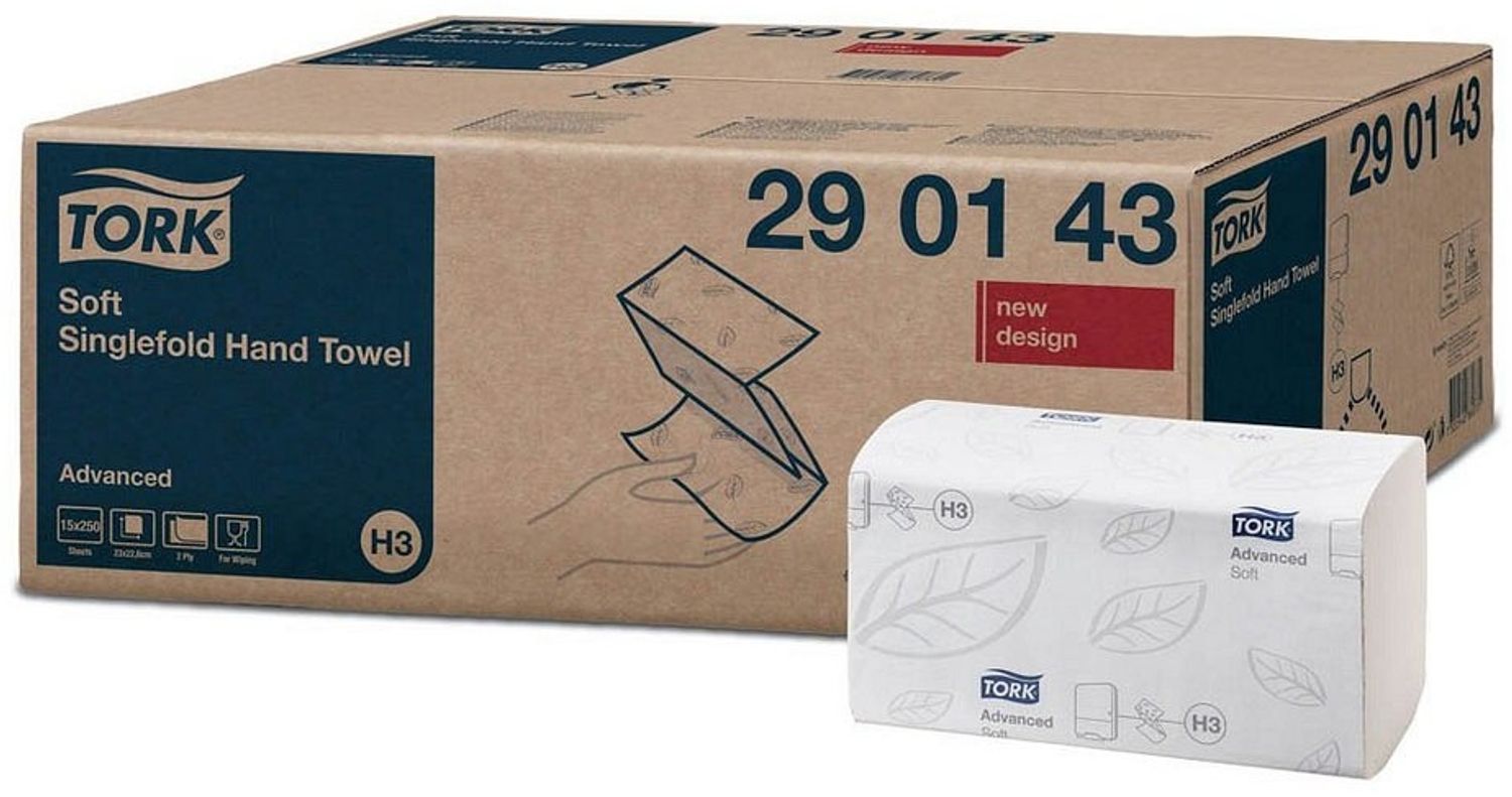 Tork Handtücher Advanced H3 V-Falz 2-lagig weiß VE=15x250 Stück