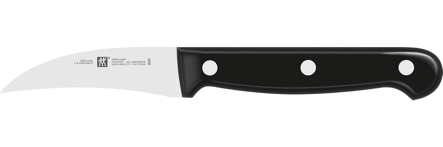 ZWILLING Twin Chef Schälmesser, Klingenlänge: 7 cm, Gebogenes Klingenblatt, Rostfreier Spezialstahl/Kunststoff-Griff im Nietendesign, Schwarz