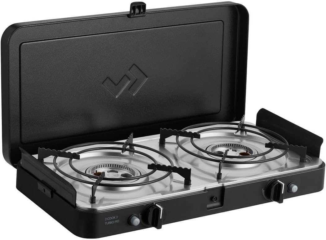 Cadac '2-Cook Turbo FFD Stove' Gasgrill, 50mbar, Schwarz, 55 x 30,7 x 9 cm