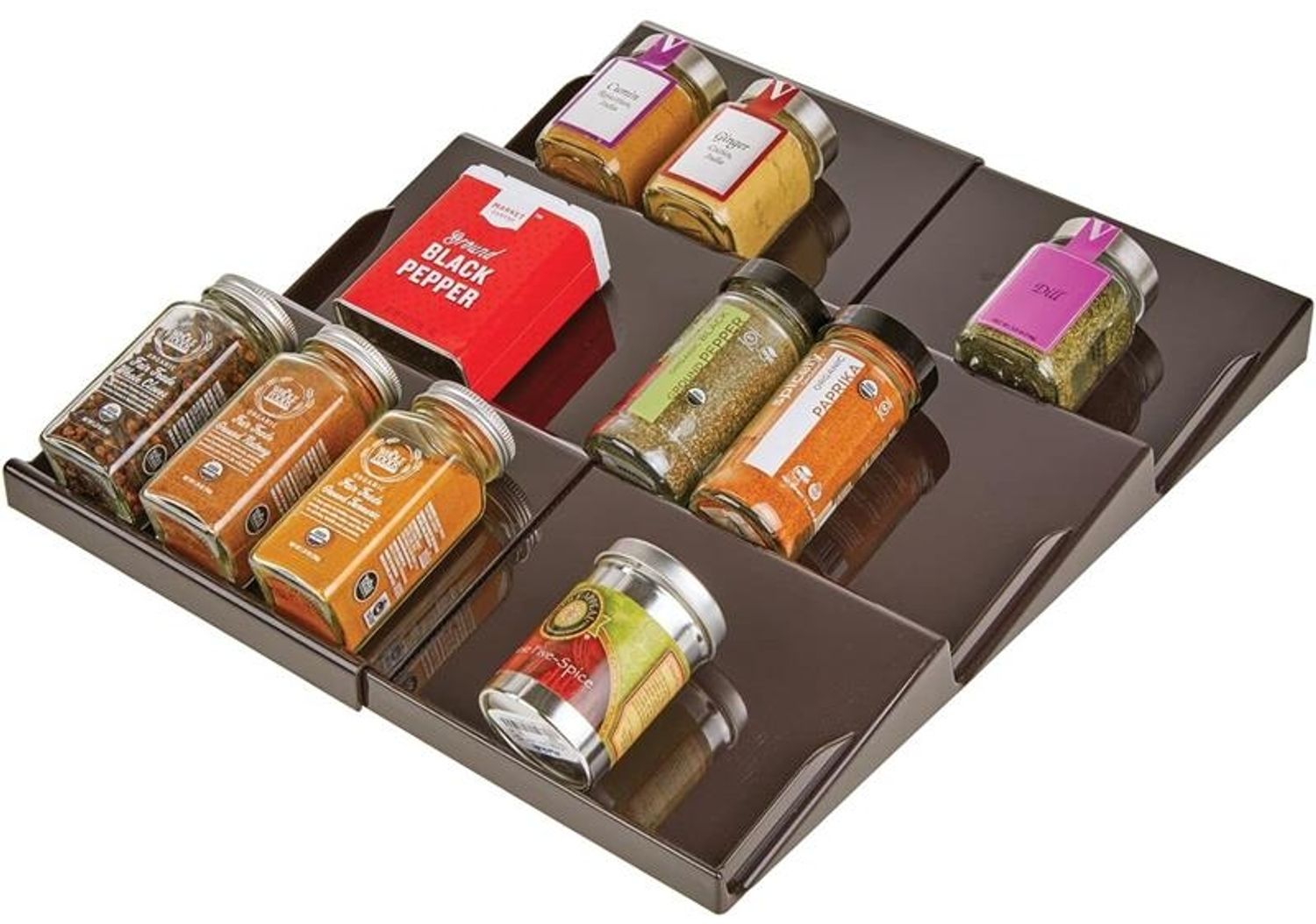 Gewürzhalter ausziehbares Gewürzregal Schubladeneinsatz mDesign bronzefarben