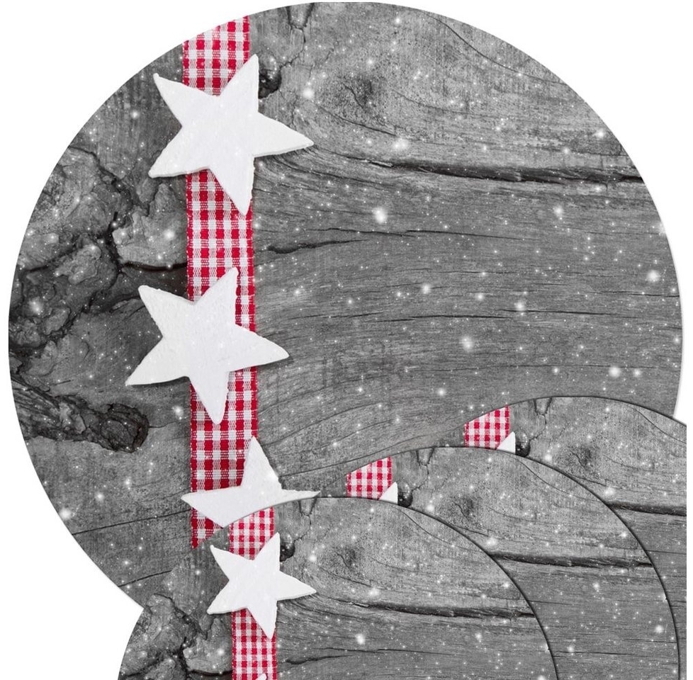 matches21 HOME & HOBBY Platzset Abwaschbare Tischsets 4er Set Weihnachten Sterne rund, (4-St), Platzsets als Tisch-Untersetzer und Tisch-Deko für Esstisch Teller