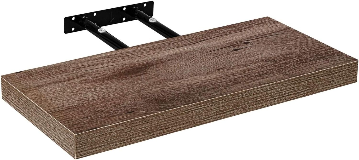 STILISTA® Wandregal Volato, freischwebend, Stärke 3,8cm, schadstoffgeprüft, Holzdekor-hell Rustikal, 110 cm