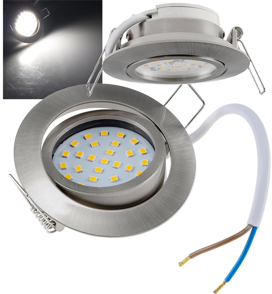 LED-Einbauleuchte "Flat-32" neutralweiß80x32mm, 5W, 590lm, Edelstahl gebürstet