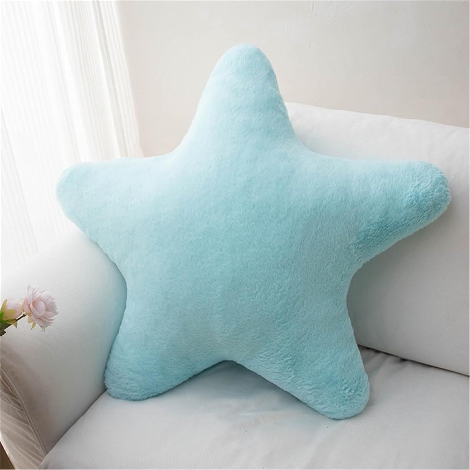 Kuschelkissen Kinder Sternkissen, Weiche Flauschige Sternform Zierkissen Sofakissen, Plüsch Kissen Dekokissen für Mädchen & Jungen Zuhause Schlafzimmer Deko (Blau,18cm)