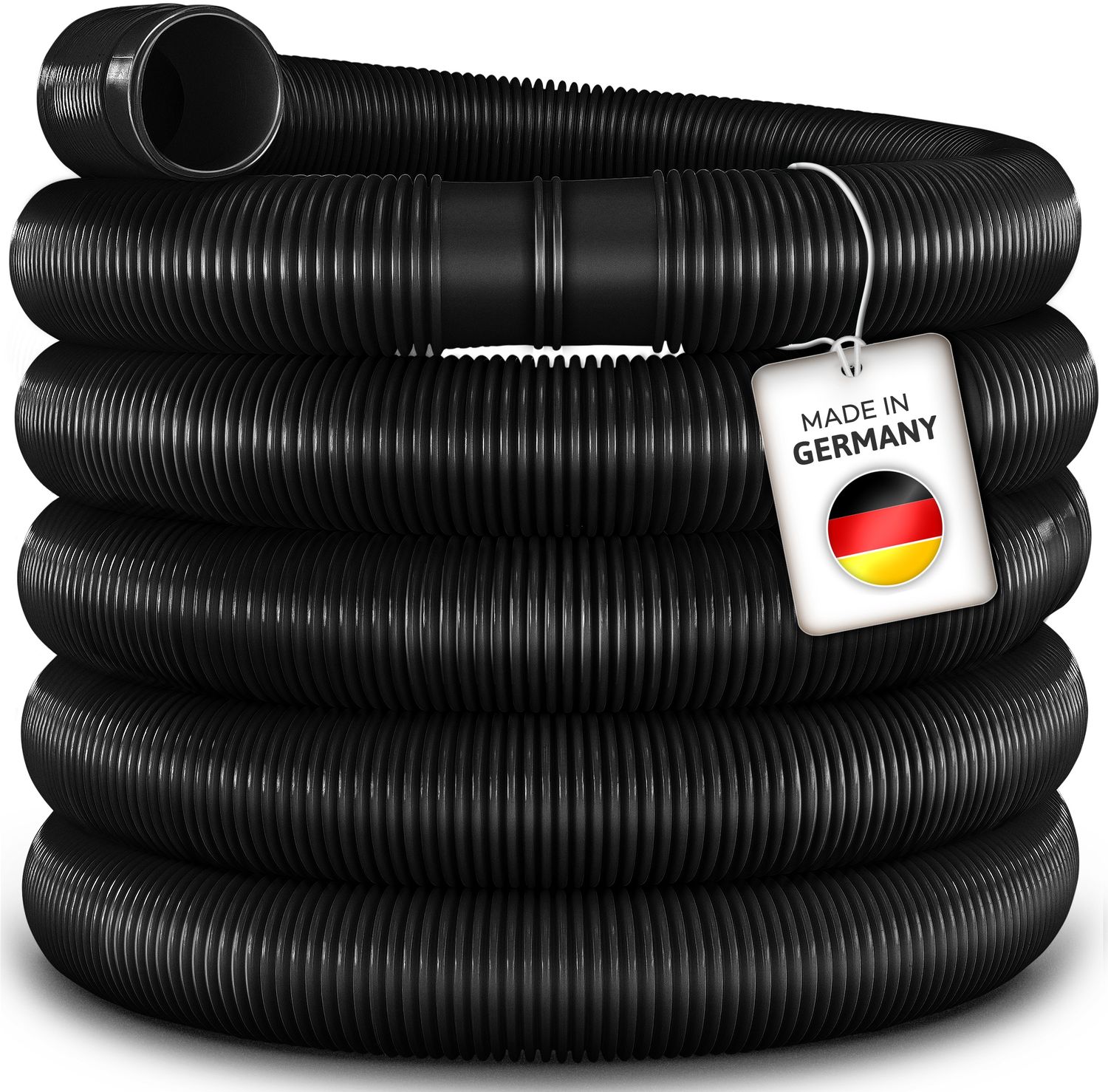 tillvex Poolschlauch Made in Germany | Schwimmbadschlauch mit Muffen | Solarschlauch für Pool und Schwimmbecken | Saugschlauch | Pumpenschlauch | flexibler Wasserschlauch (Schwarz, 15m / 32mm)