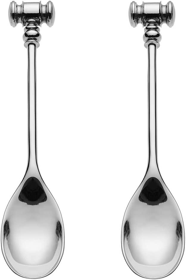 Alessi Dressed-2 Eierlöffel im Geschenk Set, Gusseisen, Edelstahl, 2 TLG, 2-Einheiten