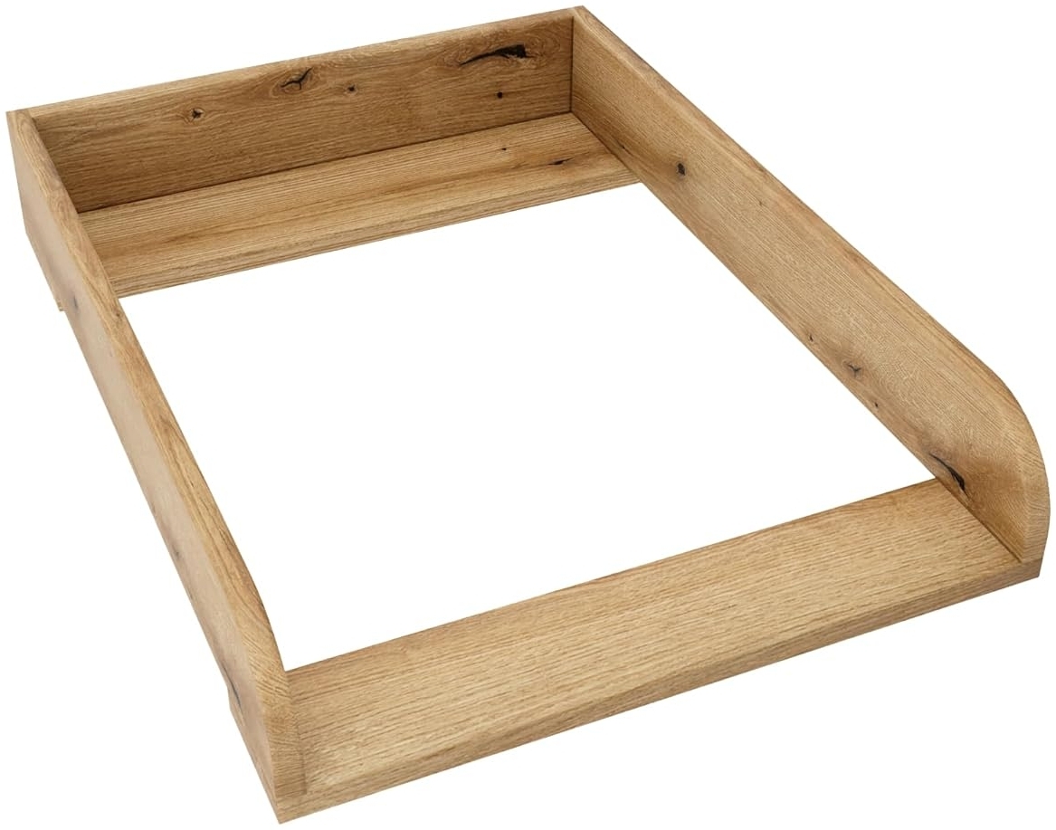 regalik Wickelaufsatz für Hemnes von IKEA, Wickeltischaufsatz für 50 cm Kommoden, Abnehmbar Wickelkommode aufsatz, Abgerundeten Frontplatten, Oak, 72x54 cm