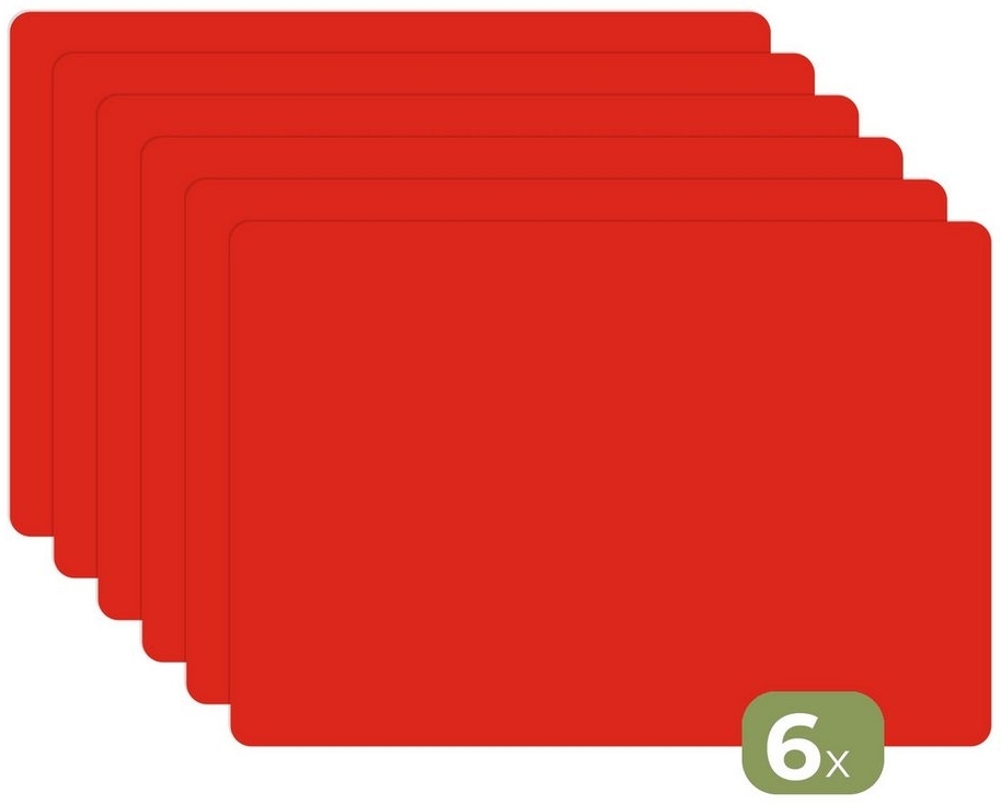 MuchoWow Platzset Rot - Farbe - Einfarbig, (6-St), Platzsets, Tischset, Abwaschbar, Tischsets, Platzdeckchen