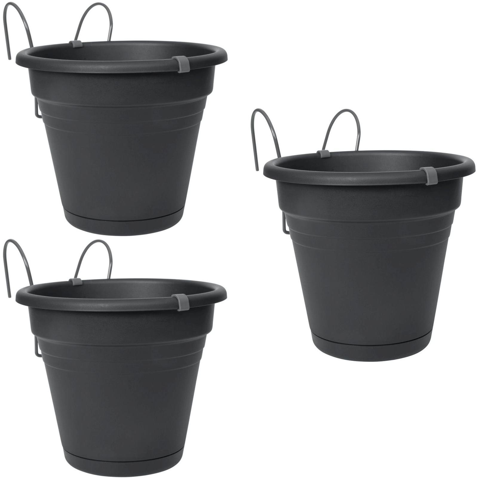 3 x Hängetopf Kunststoff 3 x anthrazit