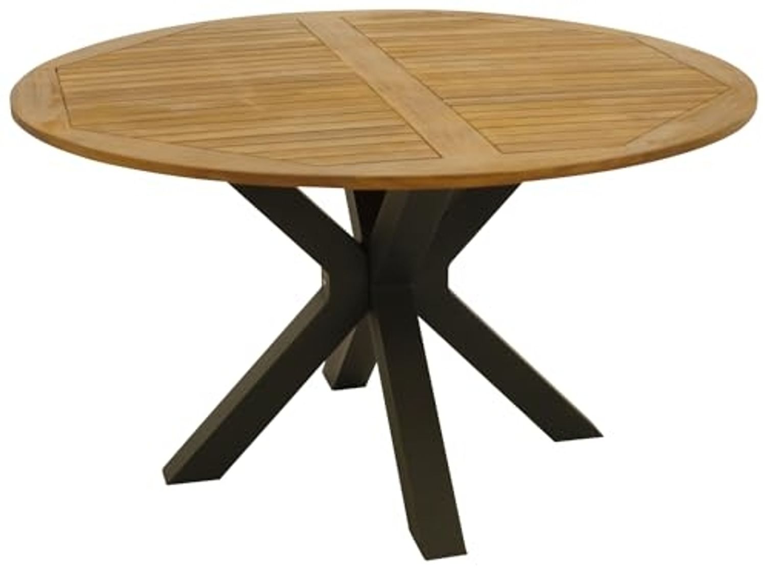 DEGAMO Gartentisch MADEIRA, 130cm rund, Metall anthrazit, Tischplatte Akazie geölt