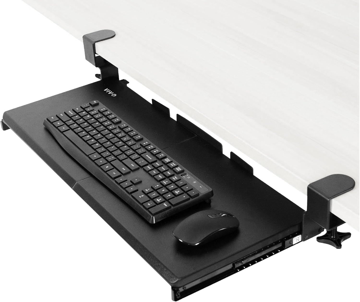 VIVO Große Klemmbare Computer Tastatur- und Mausablage zur Montage unter dem Schreibtisch, 69x28 cm Ausziehbare Plattform Schublade, Schwarz, MOUNT-KB05E