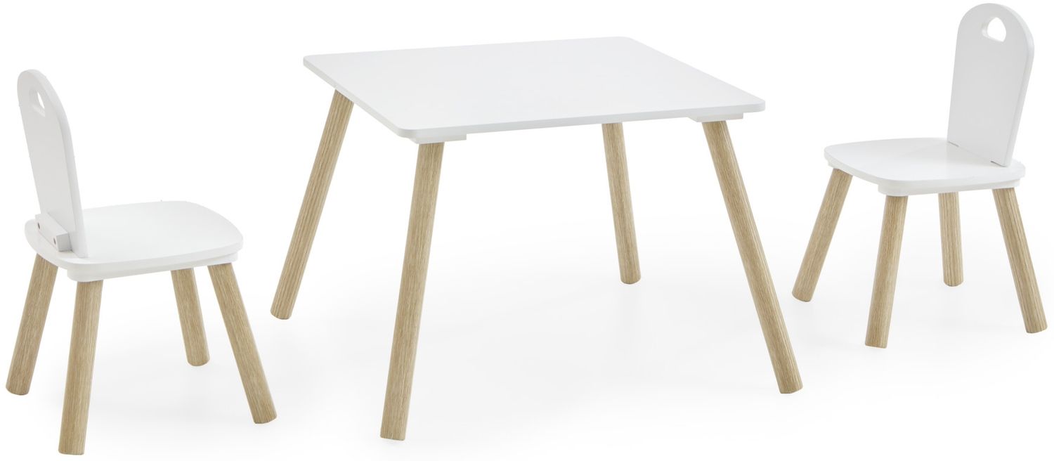 Kindermöbel 3er Set (B/H/T: 55x43x55 cm) in Weiß und Pinie Nachbildung