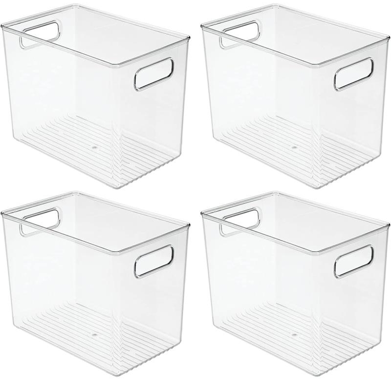 Aufbewahrungsbox Kühlschrankbox Kunststoff Griffe 4er Set mDesign transparent