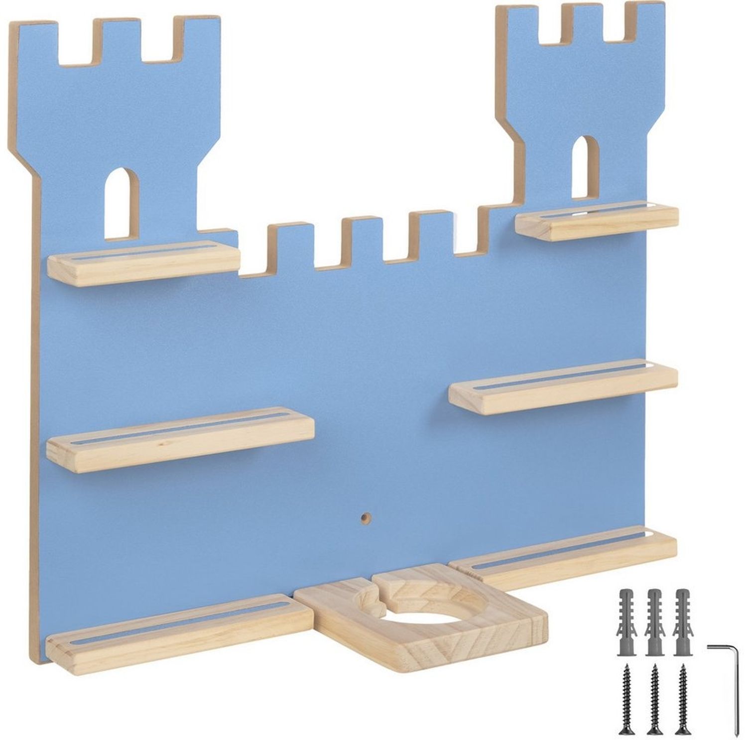 tectake® Holz Regal mit Magnetstreifen für Wand Montage, Tonieregal, Wandregal für's Kinderzimmer, Aufbewahrung Musikbox, für Tonies Tonie Hörfiguren und Toniebox - blau