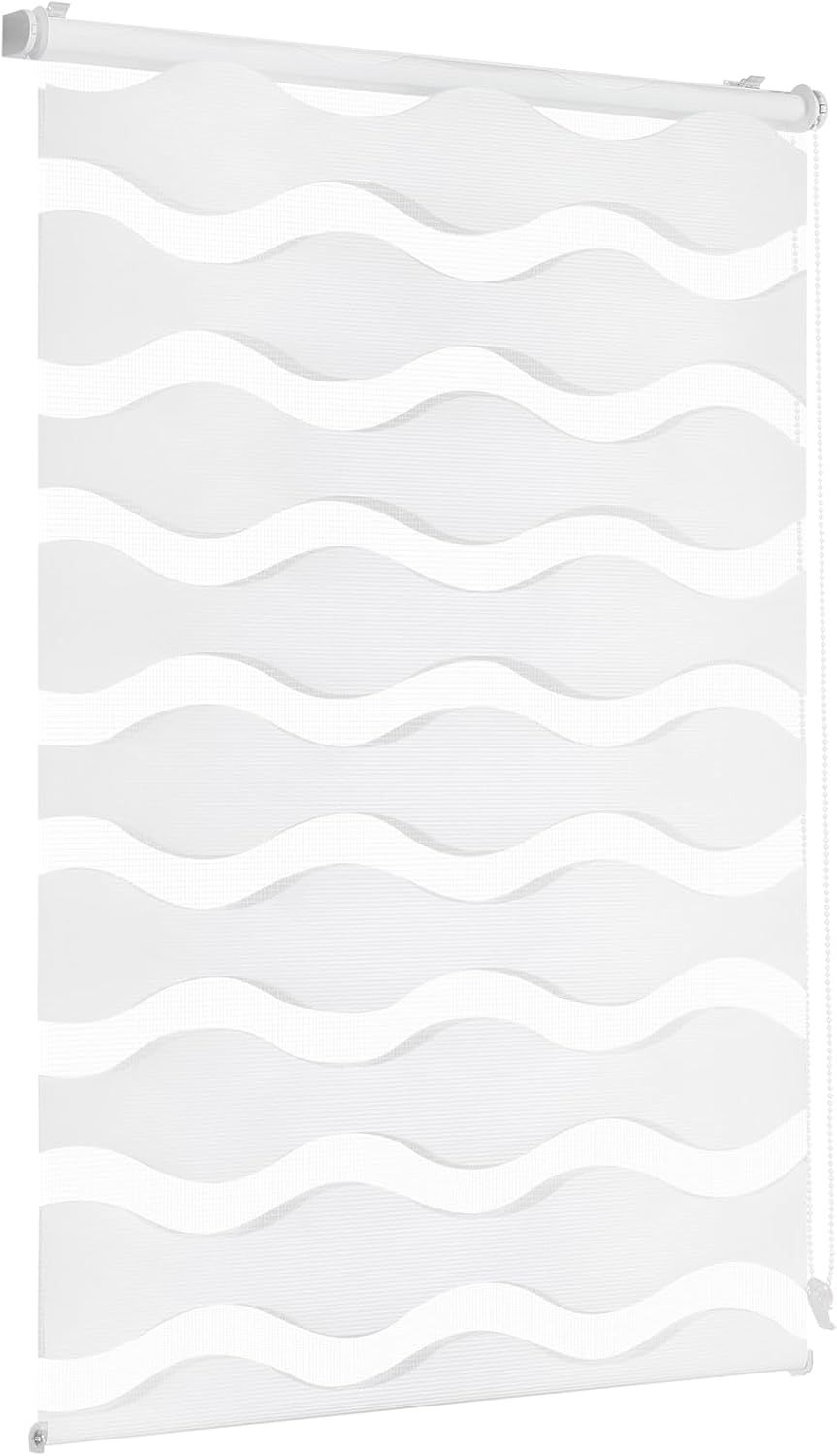 Sekey Doppelrollo Wellen Klemmfix ohne Bohren für Fenster, Doppelrollo 80 cm breit, Duo Rollo Welle Jalousie Sonnenschutz, 80x130cm, Weiß