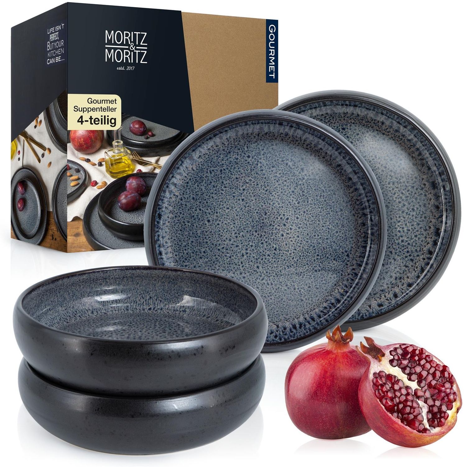 Moritz & Moritz SOLID 4x Suppenteller Grau