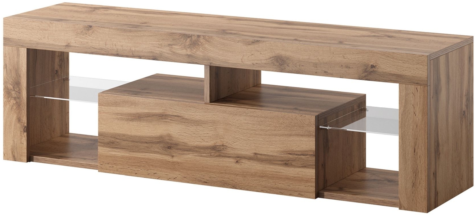 Selsey 'Bianko' TV-Lowboard mit LED, Lancelot Eiche, 140 cm, ca. 50 x 140 x 35 cm