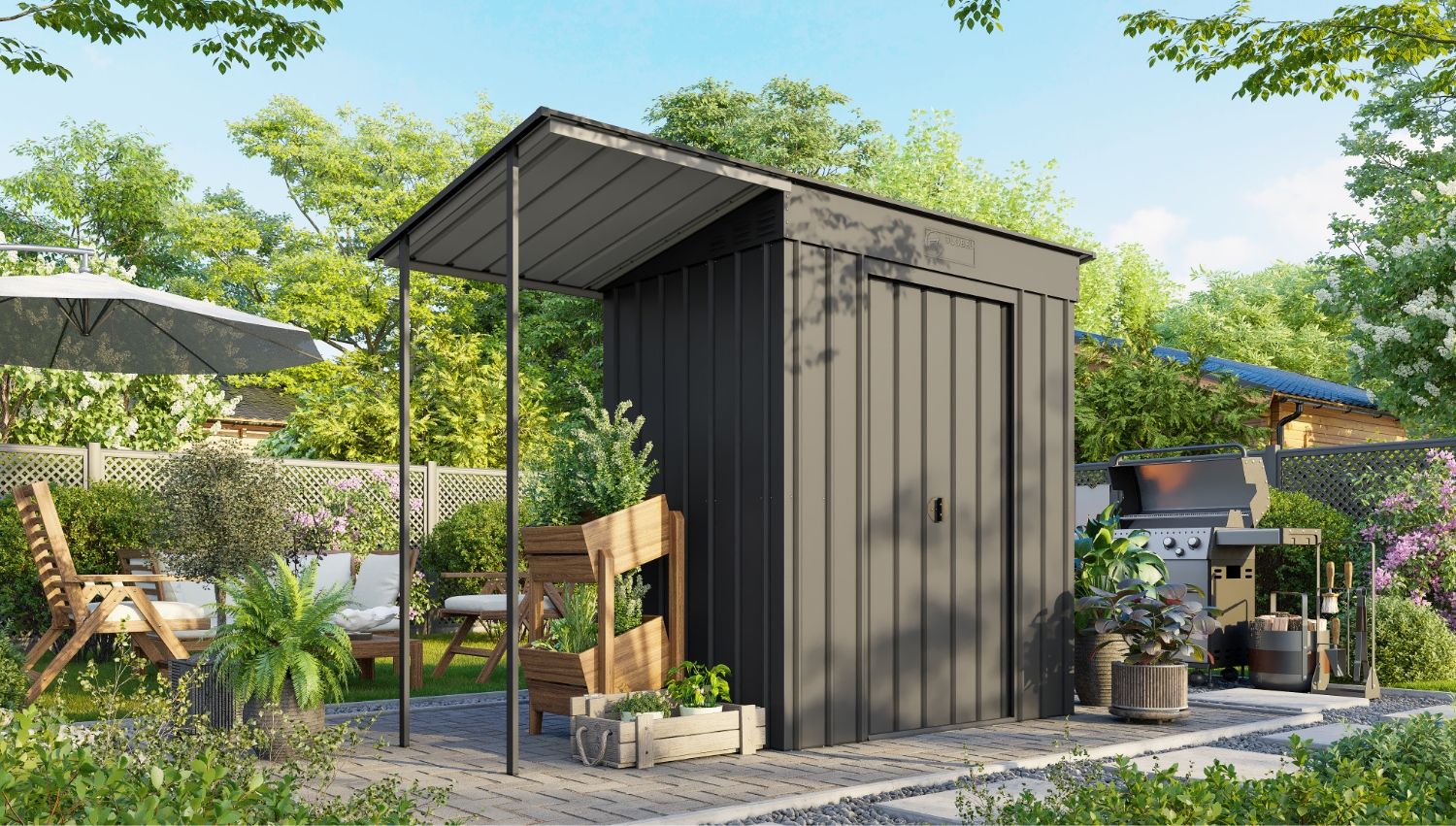 Globel Pultdach Skillion 64, anthrazit inkl. Schleppdach