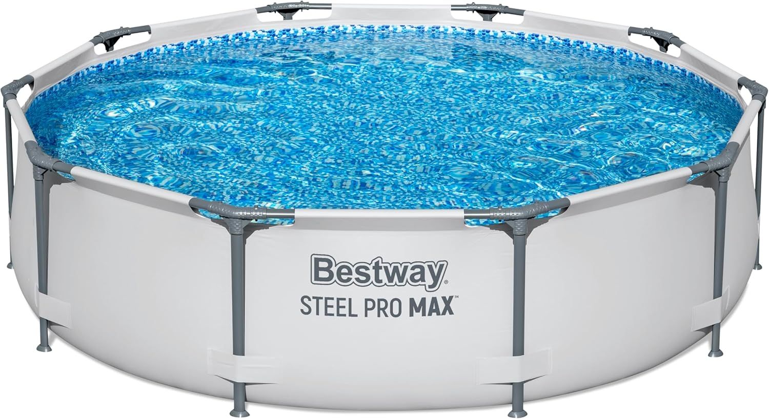Bestway Steel Pro MAX Frame Pool ohne Pumpe Ø 305 x 76 cm, lichtgrau, rund