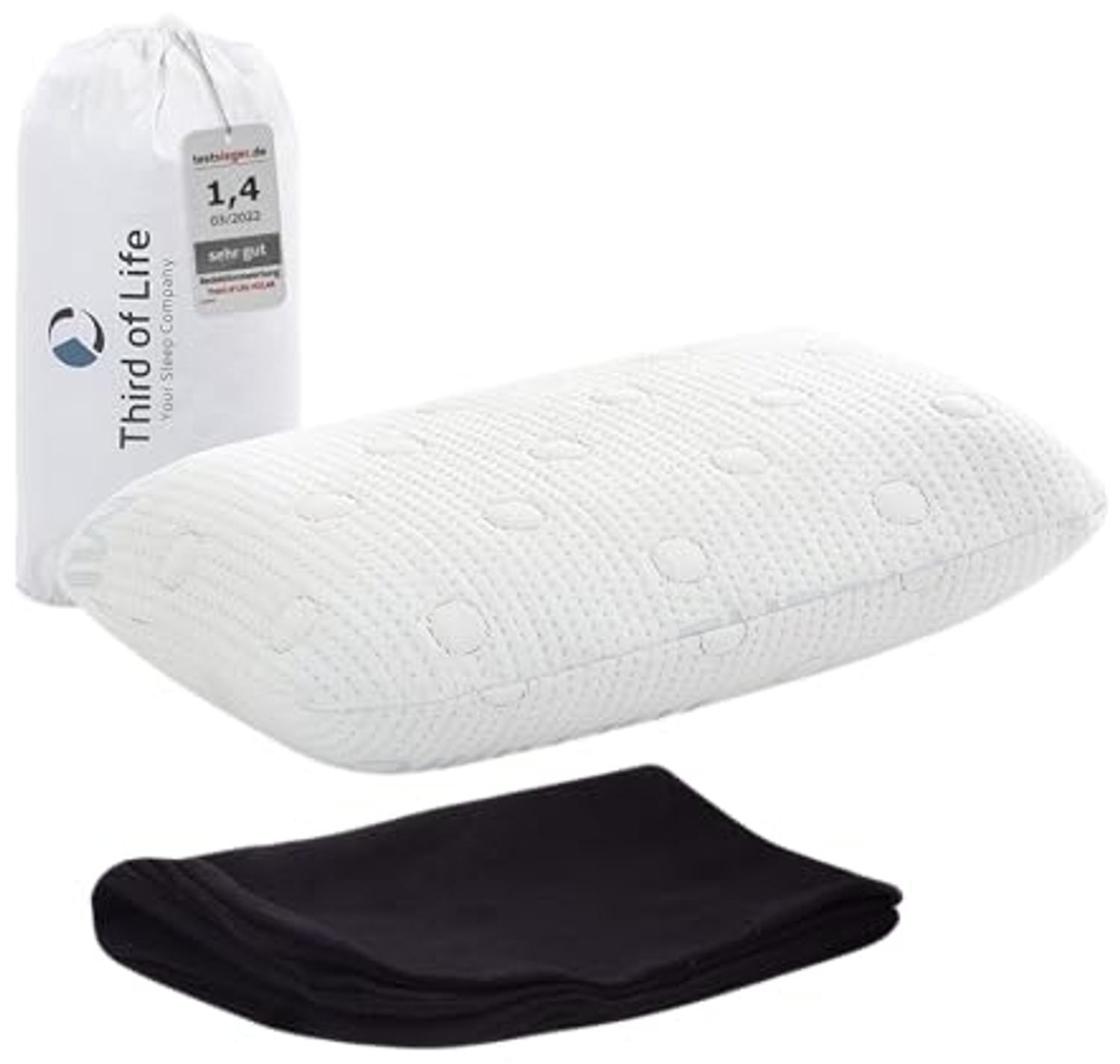 Third of Life Reisekissen VOLAR Nackenkissen für unterwegs, Hochwertiges kleines Kopfkissen mit Visco-Schaum und Thermo-Bezug
