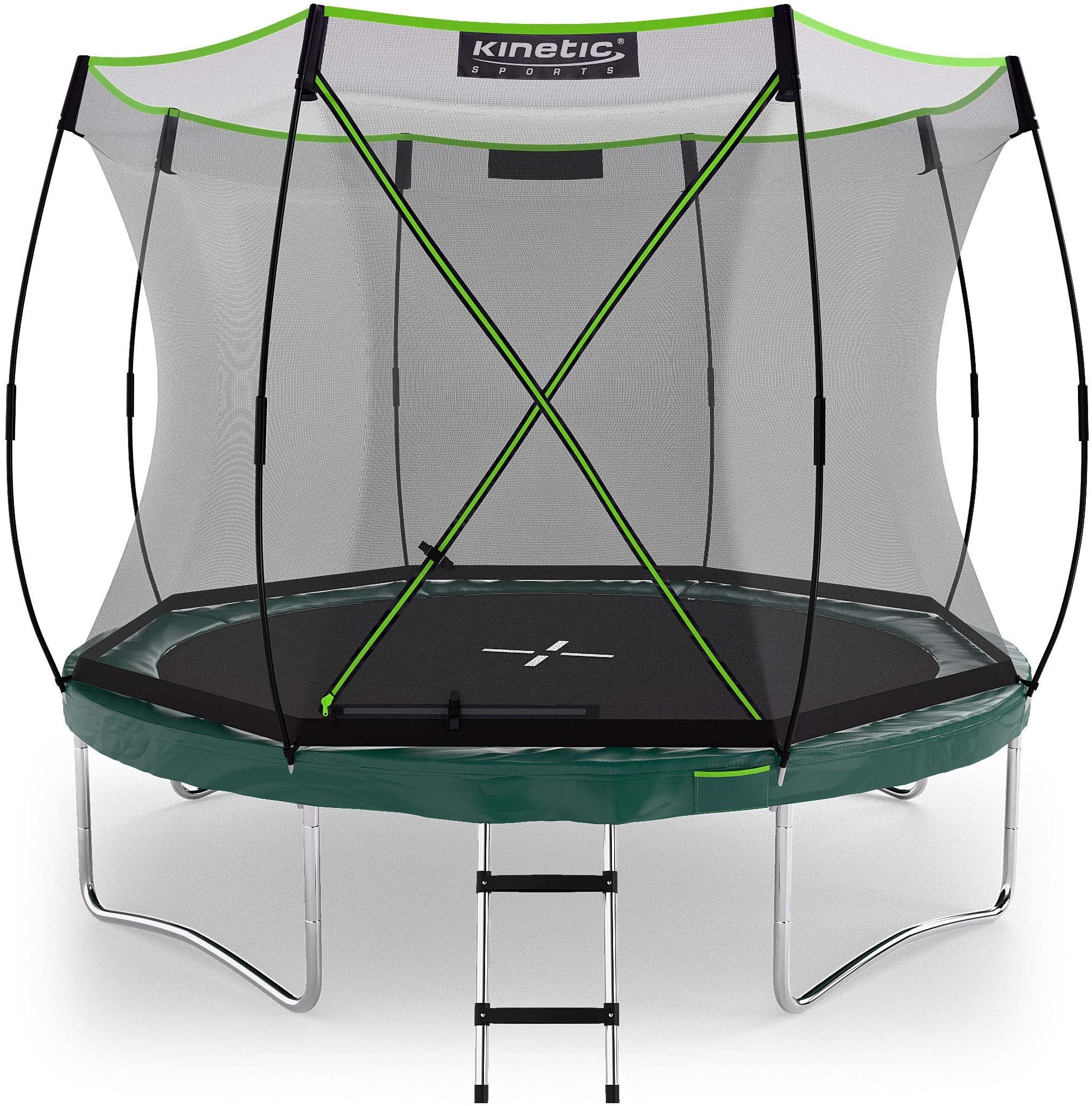KINETIC SPORTS Trampolin Federlos-Design 'Bungee Safety Elite' - AirMAXX Sprungtuch-Technologie, Ultraleise, Outdoor Gartentrampolin für Kinder & Erwachsene, Ø 305 cm