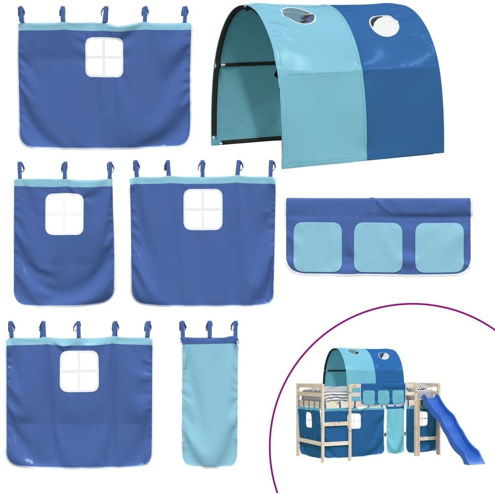 vidaXL Vorhänge für Hochbett mit Tunnel Blau Polyester 835917