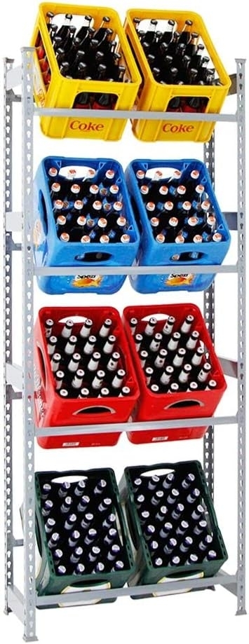 PROREGAL® Flaschenregal Getränkekistenregal Kastenregal HIGH BIG CAMEL 200x80x30cm Grau, Hochwertiges Getränkekistenregal für Küche Garage auf 4 Ebenen