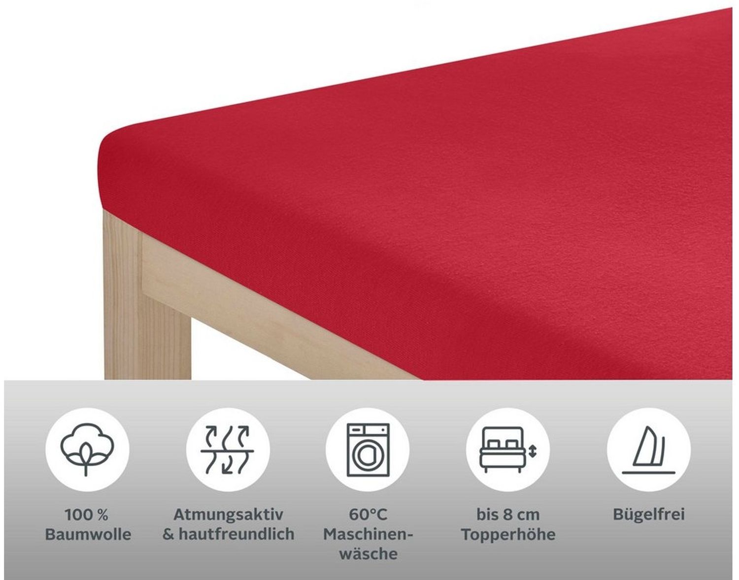 OTTO home Spannbettlaken Topper Basic, in Gr. 90x200, 140x200 oder 180x200 cm, Baumwoll-Jersey, Gummizug: rundum, (1 Stück), Baumwolle, Matratzen bis 8 cm Höhe, Bettlaken, Spannbetttuch, Laken