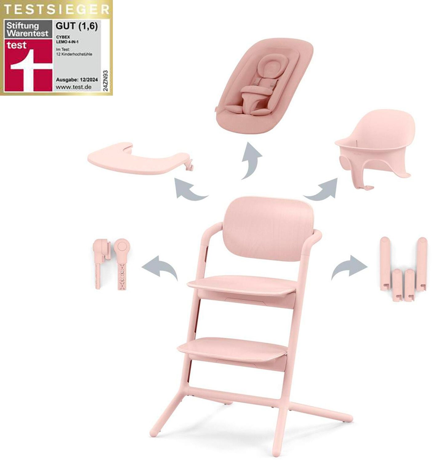 Cybex Lemo 2.0 Hochstuhl 4in1 Set mit Neugeborenenset Pearl Pink