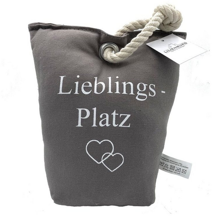 LB H&F Lilienburg Türfeststeller Türstopper Türdämpfer Türfeststeller Fensterstopper Grau Herz (schwer Stoff Sack Vintage (Lieblingsplatz), Lieblingsplatz