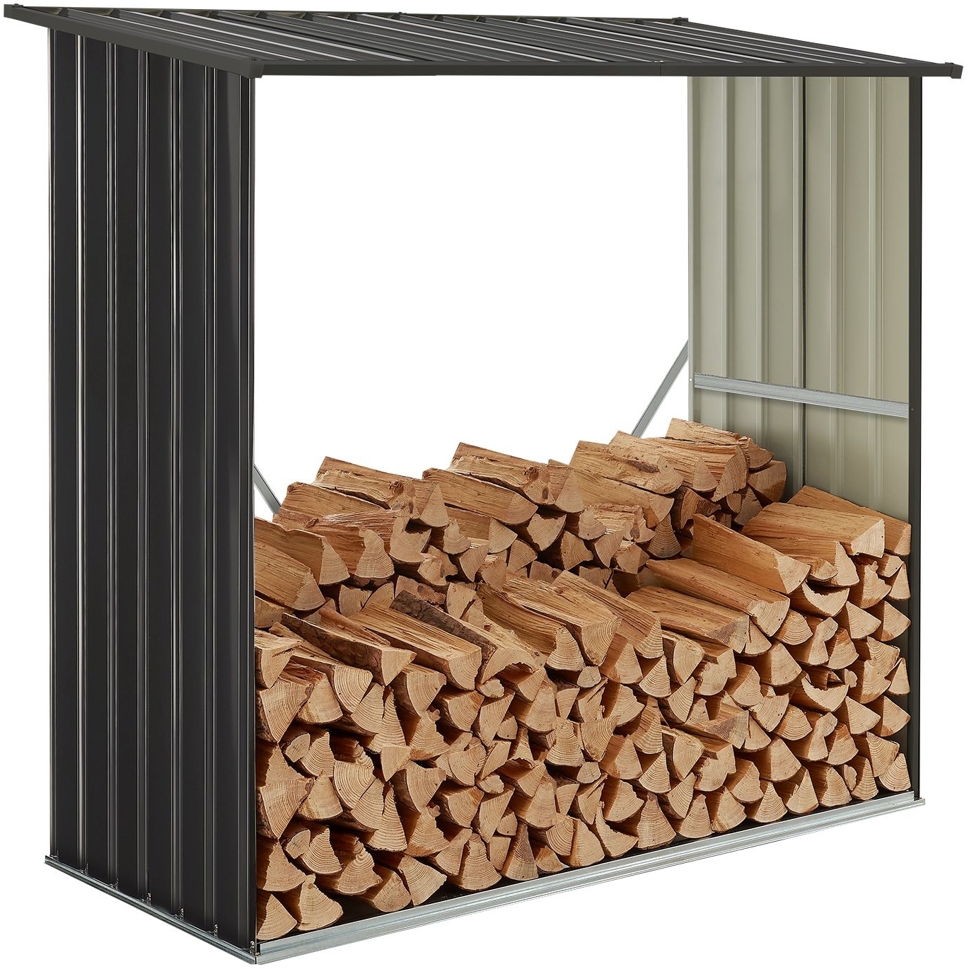 Juskys Holzunterstand Enno für Brennholz außen - Kaminholzregal aus Stahl - Unterstand für Kaminholz aus Metall in Anthrazit - Brennholzregal