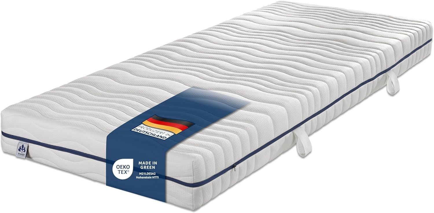 Irisette Stella orthopädische 7-Zonen Kaltschaummatratze, Härtegrad 4 (fest), 90 x 200 cm, Öko-Tex Zertifiziert, produziert in Deutschland